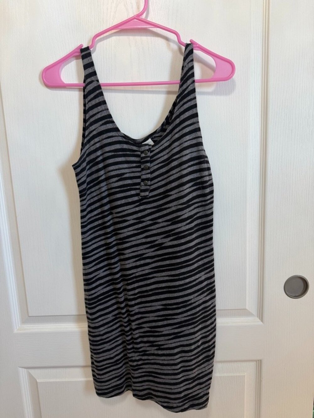 Classic Black & Gray Striped Henley Tank Dress